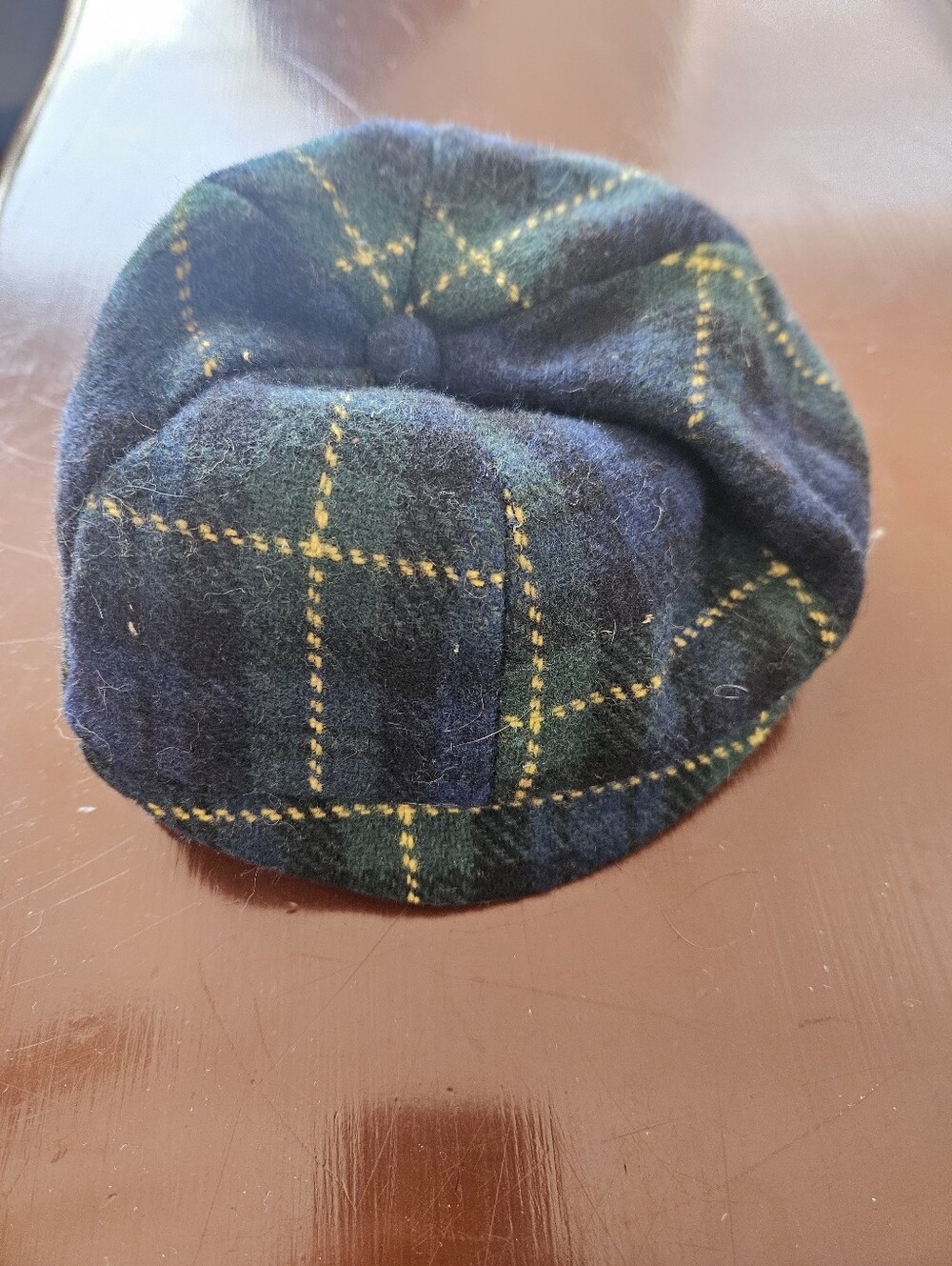 Unbranded Infant Toddler Green & Navy Plaid Wool Newsboy Cap